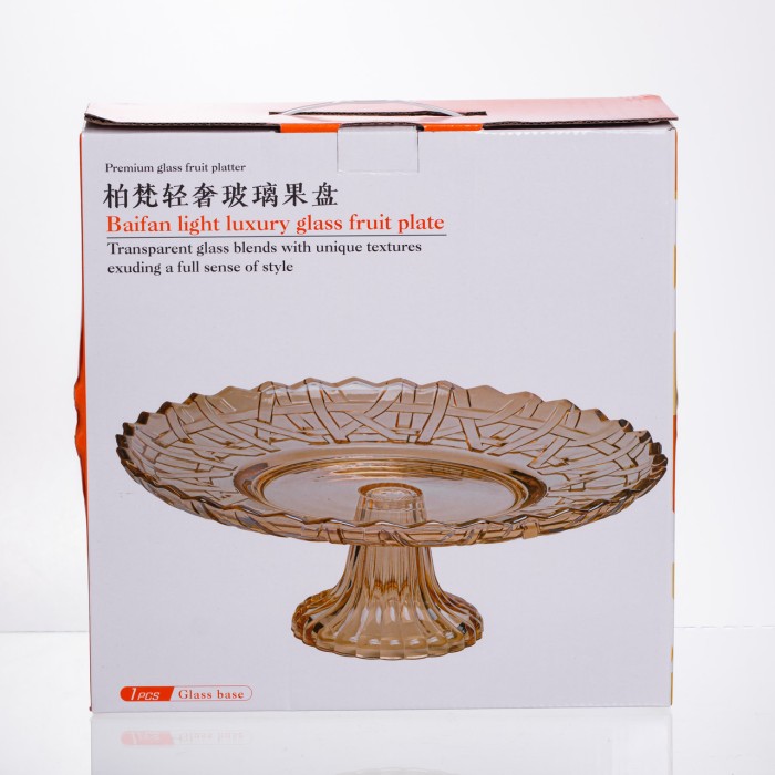 Фруктовниця скляна на ніжці Ø29 (см) кругла ваза цукерниця для фруктів Коричневий 64486-19 (13588)