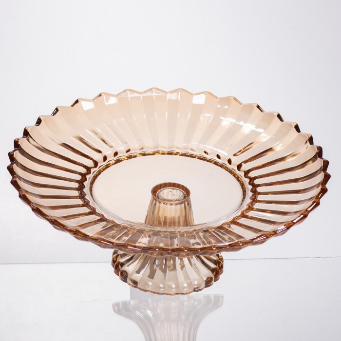 Фруктовниця скляна на ніжці Ø29 (см) кругла ваза цукерниця для фруктів Коричневий 64486-19 (13588)