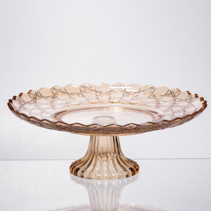 Фруктовниця скляна на ніжці Ø29 (см) кругла ваза цукерниця для фруктів Коричневий 64486-20 (34636)