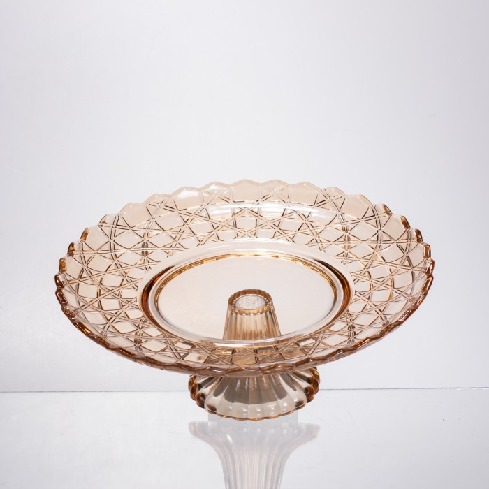 Фруктовниця скляна на ніжці Ø29 (см) кругла ваза цукерниця для фруктів Коричневий 64486-20 (34636)