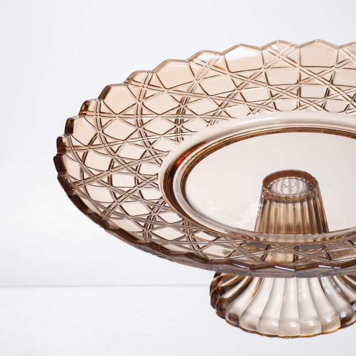 Фруктовниця скляна на ніжці Ø29 (см) кругла ваза цукерниця для фруктів Коричневий 64486-20 (34636)