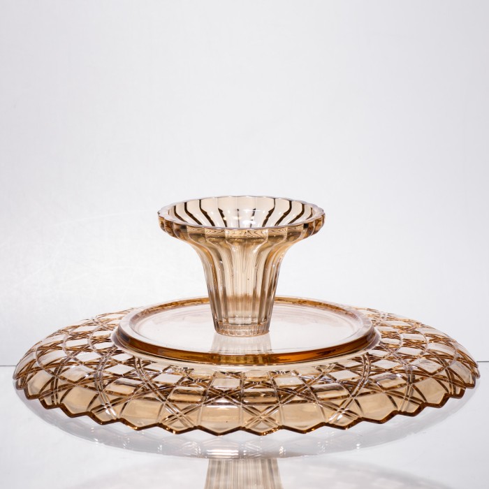 Фруктовниця скляна на ніжці Ø29 (см) кругла ваза цукерниця для фруктів Коричневий 64486-20 (34636)