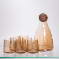 Набір для напоїв графин з бамбуковою кришкою та 6 склянок, коричневий 64486-36 (11385)