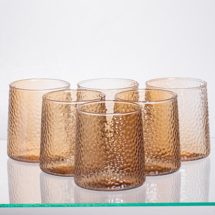 Набір для напоїв графин з бамбуковою кришкою та 6 склянок, коричневий 64486-36 (11385)