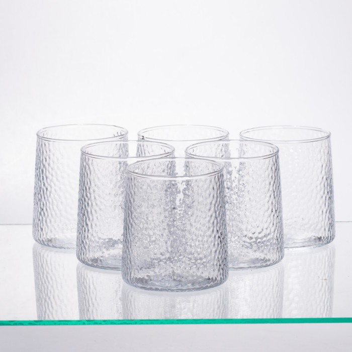 Набір для напоїв графин з бамбуковою кришкою та 6 склянок, прозорий 64486-37 (75413)