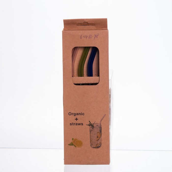 Набір скляних соломинок із щіточкою, багаторазові трубочки для коктейлів напоїв (3+1) 64486-78 (68579)