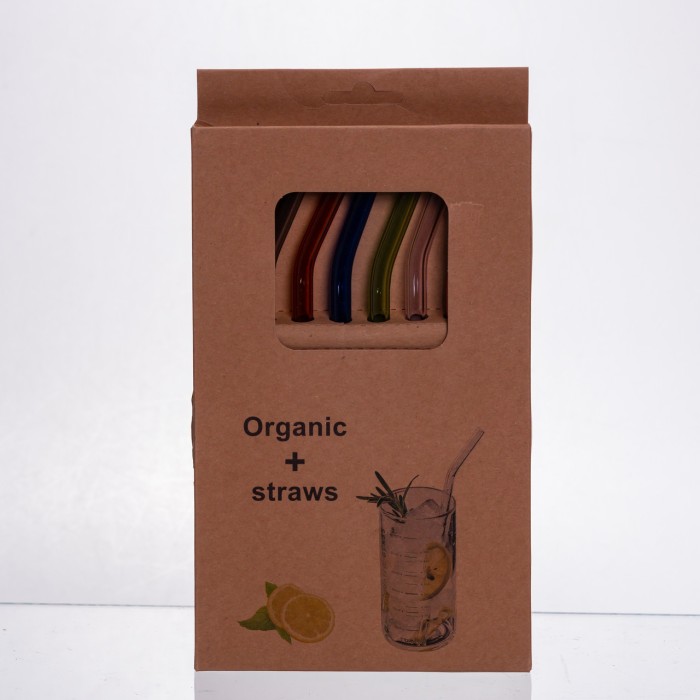 Набір скляних соломинок із щіточкою, багаторазові трубочки для коктейлів напоїв (7+1) 64486-82 (76046)