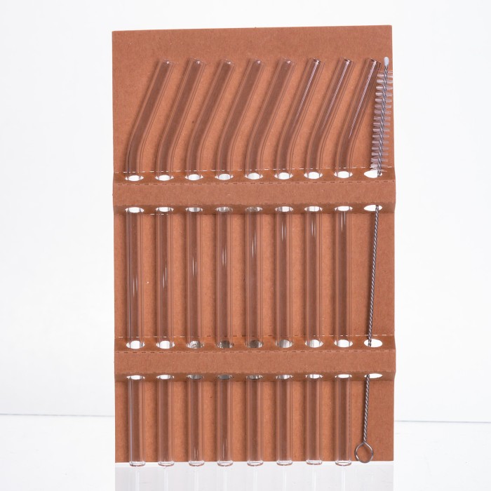 Набір скляних соломинок із щіточкою, багаторазові трубочки для коктейлів напоїв (8+1) 64486-83 (67962)