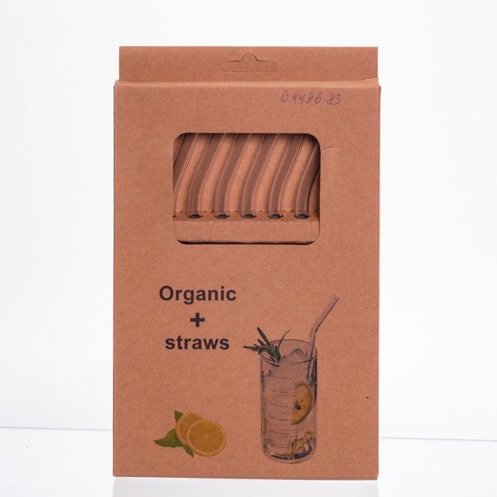 Набір скляних соломинок із щіточкою, багаторазові трубочки для коктейлів напоїв (8+1) 64486-83 (67962)