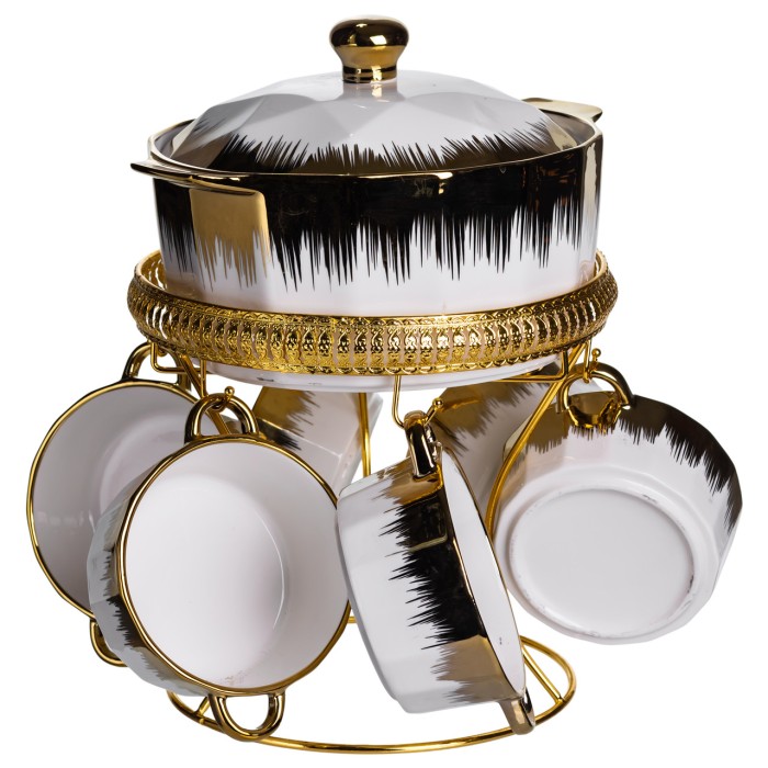 Суповий сервіз на 6 персон супниця 2 (л) на підставці з бульйонницями 300 (мл) тарілки для супу ML-T35 (16256)