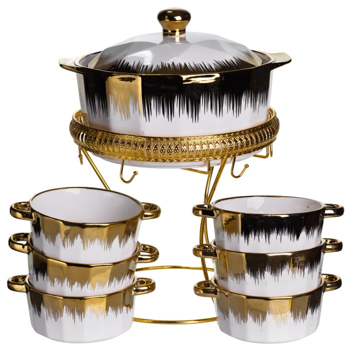 Суповий сервіз на 6 персон супниця 2 (л) на підставці з бульйонницями 300 (мл) тарілки для супу ML-T35 (16256)