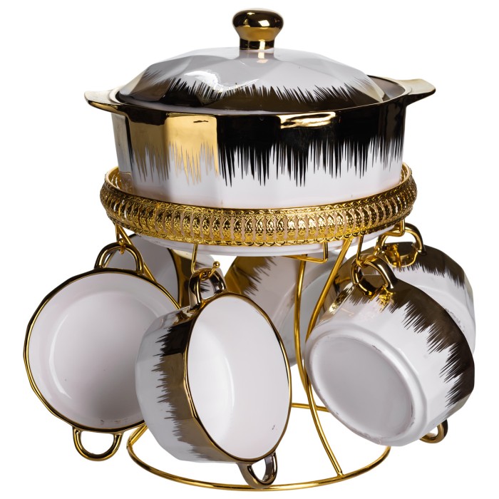 Суповий сервіз на 6 персон супниця 2 (л) на підставці з бульйонницями 300 (мл) тарілки для супу ML-T35 (16256)