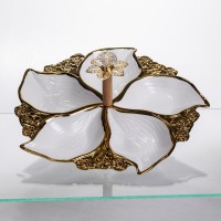 Менажниця порцелянова на 5 секцій для закусок тарілка менажниця 30×30×13 (см) менажниця з ручкою WX918-44 (62476)