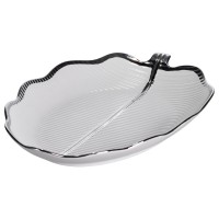 Порцелянове блюдо для сервірування стола у формі листя 41×27×4 (см) блюдо для подавачі закусок Срібло ML6045 (28615)