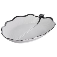 Порцелянове блюдо для сервірування стола у формі листя 41×27×4 (см) блюдо для подавачі закусок Срібло ML6045 (28615)