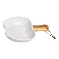 Тарілка порцелянова глибока з ручкою Яблуко 23×16×4 (см) блюдо сервірувальне з ручкою для подачі тарілка сковорода Білий ZJH-15-5 (39900)