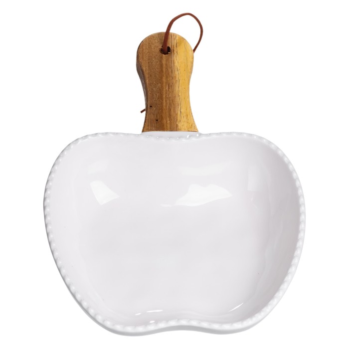 Тарілка порцелянова глибока з ручкою Яблуко 23×16×4 (см) блюдо сервірувальне з ручкою для подачі тарілка сковорода Білий ZJH-15-5 (39900)