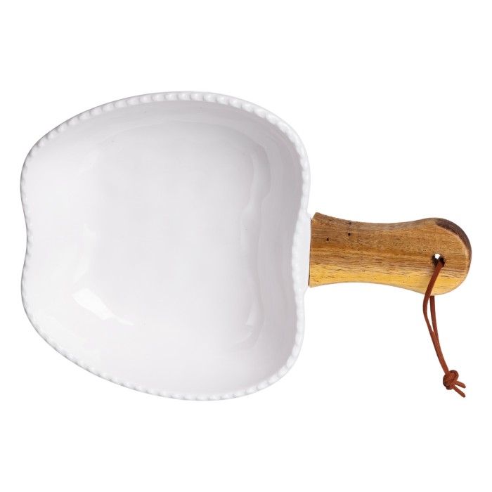 Тарілка порцелянова глибока з ручкою Яблуко 23×16×4 (см) блюдо сервірувальне з ручкою для подачі тарілка сковорода Білий ZJH-15-5 (39900)