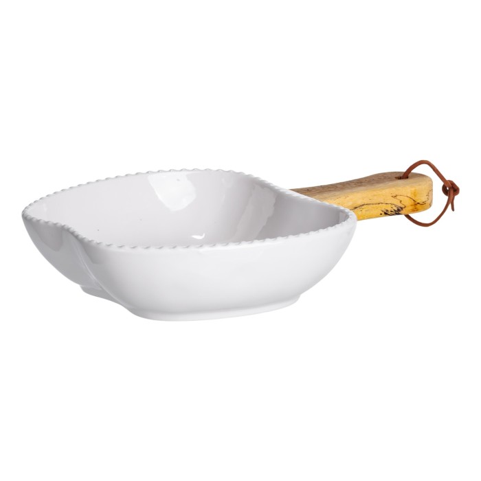 Тарілка порцелянова глибока з ручкою Яблуко 23×16×4 (см) блюдо сервірувальне з ручкою для подачі тарілка сковорода Білий ZJH-15-5 (39900)