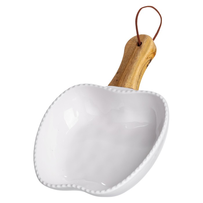 Тарілка порцелянова глибока з ручкою Яблуко 23×16×4 (см) блюдо сервірувальне з ручкою для подачі тарілка сковорода Білий ZJH-15-5 (39900)