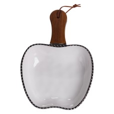 Тарілка порцелянова глибока з ручкою Яблуко 23×16×4 (см) блюдо сервірувальне з ручкою для подачі тарілка сковорода Срібло ZJH-15-1 (62702)