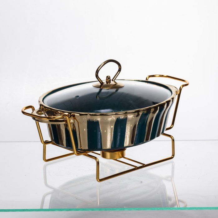 Марміт порцеляновий настільний круглий 1 літр мармітниця з підігрівом JY-5 (82597)