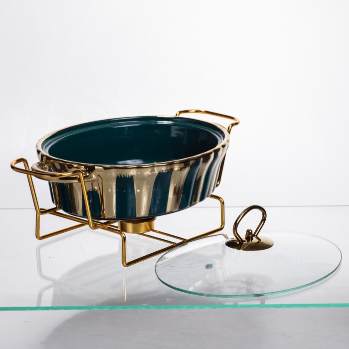 Марміт порцеляновий настільний круглий 1 літр мармітниця з підігрівом JY-5 (82597)