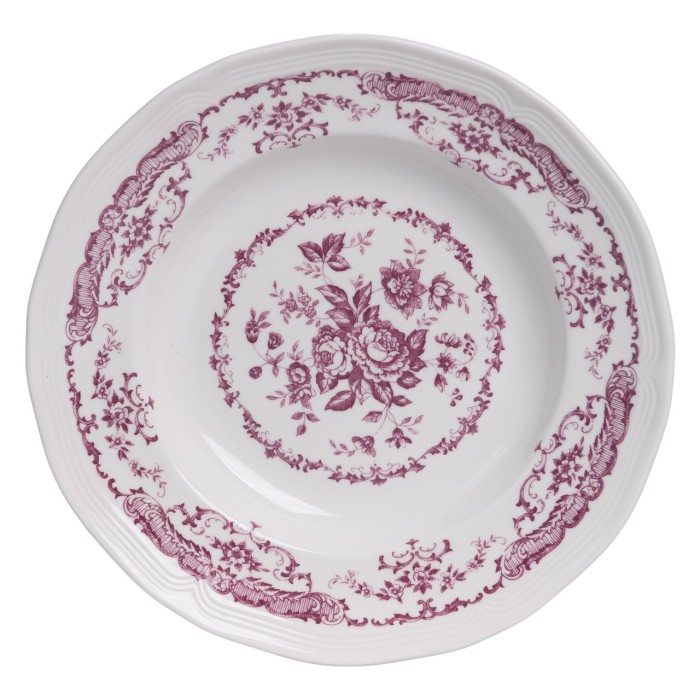 Столовий набір посуду тарілок 16 (шт) на 4 персони Bissi порцеляновий, обідній столовий сервіз тарілок Рожевий YY78-2A (13516)