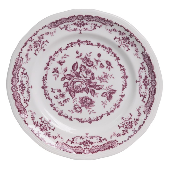 Столовий набір посуду тарілок 16 (шт) на 4 персони Bissi порцеляновий, обідній столовий сервіз тарілок Рожевий YY78-2A (13516)