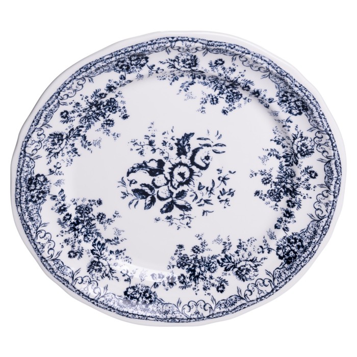 Столовий набір посуду тарілок і чашок 32 предмети на 6 персон Vintage Elegant порцеляновий, обідній столовий сервіз тарілок Синій YY78-6A (81171)