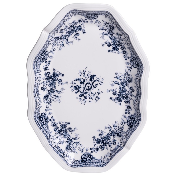 Столовий набір посуду тарілок і чашок 32 предмети на 6 персон Vintage Elegant порцеляновий, обідній столовий сервіз тарілок Синій YY78-6A (81171)