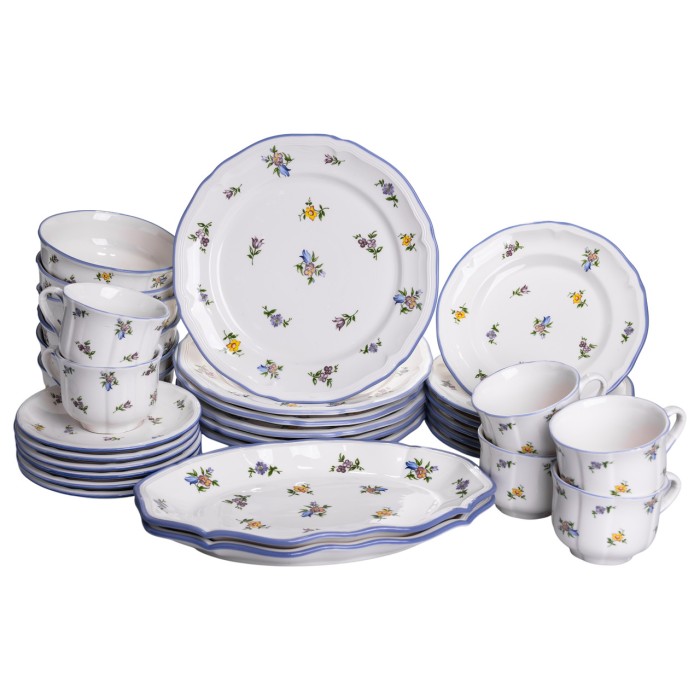 Столовий набір посуду тарілок і чашок 32 предмети на 6 персон Retro Floral порцеляновий, обідній столовий сервіз тарілок YY78-9A (35462)