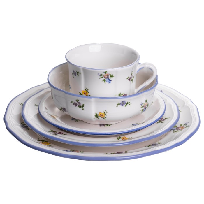 Столовий набір посуду тарілок і чашок 32 предмети на 6 персон Retro Floral порцеляновий, обідній столовий сервіз тарілок YY78-9A (35462)