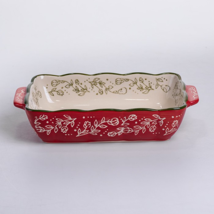 Форма для випікання Vintage 23×14×5 (см) прямокутна форма для випікання в духовці з ручками Червона HM05-09 (33035)