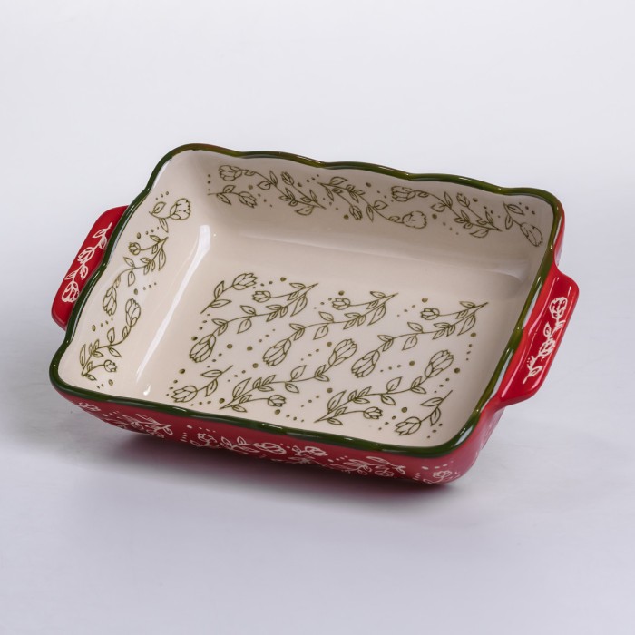 Форма для випікання Vintage 23×14×5 (см) прямокутна форма для випікання в духовці з ручками Червона HM05-09 (33035)