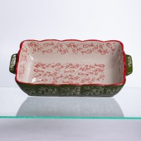 Форма для випікання Vintage 28×17×5 (см) прямокутна форма для випікання в духовці з ручками Зеленая HM05-10 (47264)