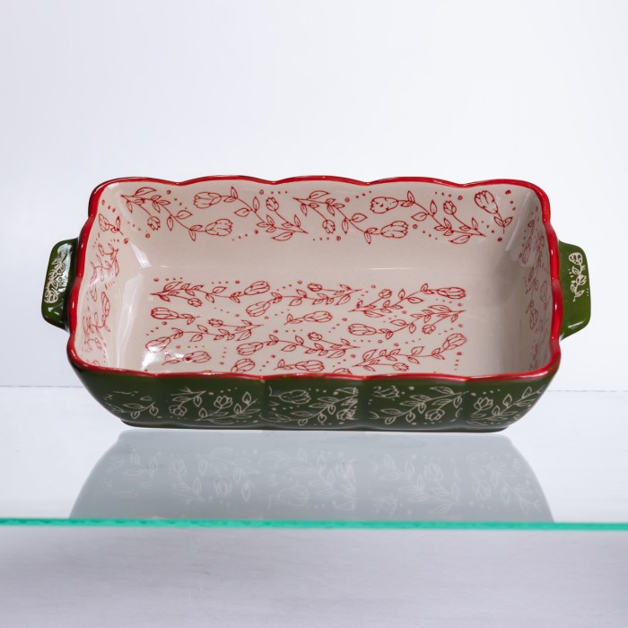 Форма для випікання Vintage 28×17×5 (см) прямокутна форма для випікання в духовці з ручками Зеленая HM05-10 (47264)