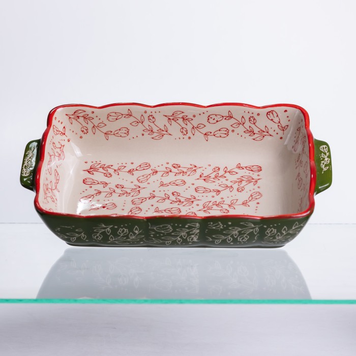 Форма для випікання Vintage 28×17×5 (см) прямокутна форма для випікання в духовці з ручками Зеленая HM05-10 (47264)
