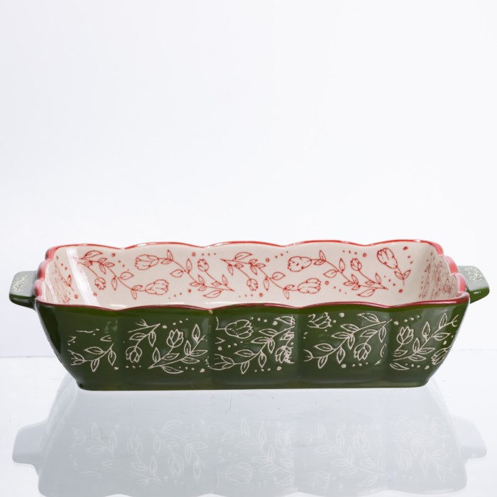 Форма для випікання Vintage 28×17×5 (см) прямокутна форма для випікання в духовці з ручками Зеленая HM05-10 (47264)