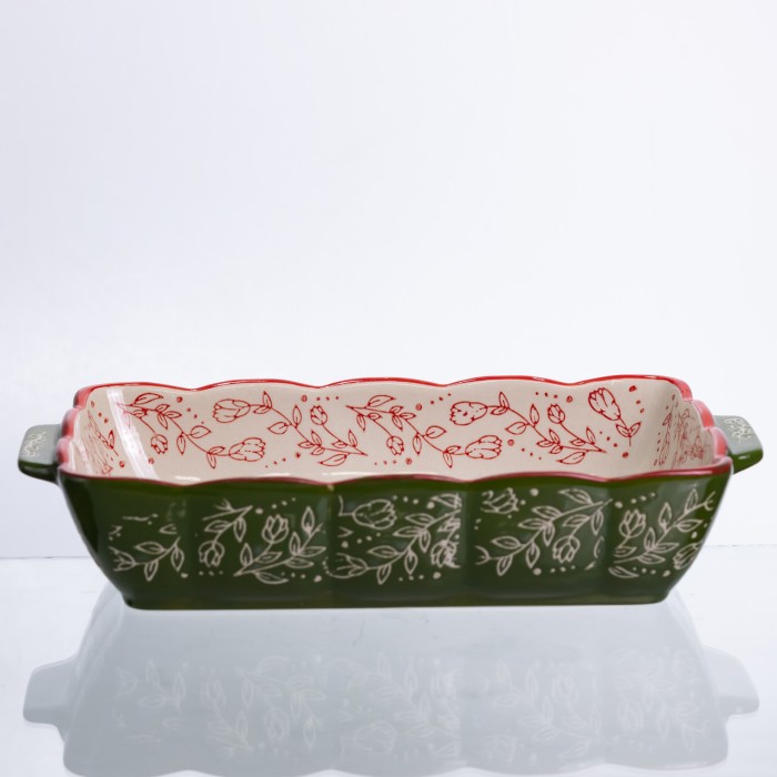 Форма для випікання Vintage 28×17×5 (см) прямокутна форма для випікання в духовці з ручками Зеленая HM05-10 (47264)