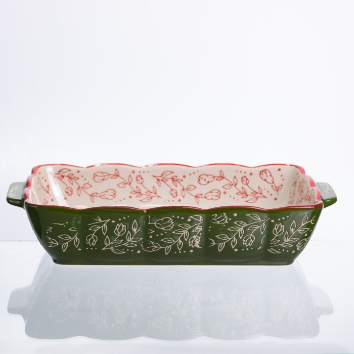 Форма для випікання Vintage 28×17×5 (см) прямокутна форма для випікання в духовці з ручками Зеленая HM05-10 (47264)