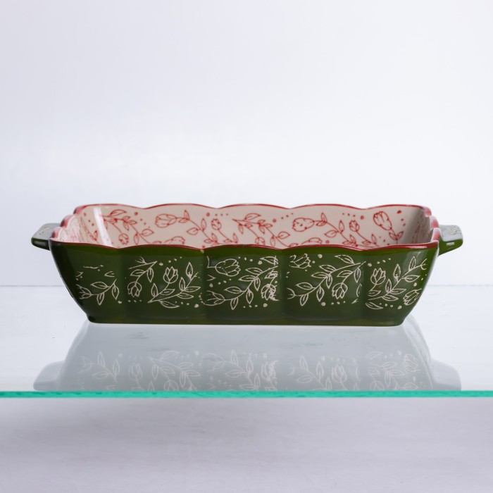 Форма для випікання Vintage 28×17×5 (см) прямокутна форма для випікання в духовці з ручками Зеленая HM05-10 (47264)