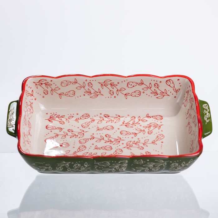 Форма для випікання Vintage 28×17×5 (см) прямокутна форма для випікання в духовці з ручками Зеленая HM05-10 (47264)
