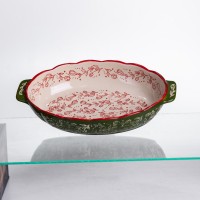 Форма для запікання Vintage 30×18×5 (см) овальна форма для випікання в духовці з ручками Зелена HM05-02 (59105)