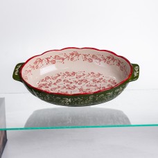Форма для запікання Vintage 30×18×5 (см) овальна форма для випікання в духовці з ручками Зелена HM05-02 (59105)