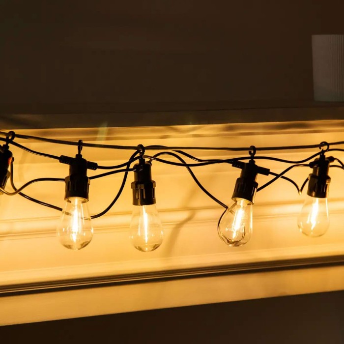 Гірлянда вулична у стилі ретро світлодіодна жовта S14 на 10 LED ламп завдовжки 5 метрів S14Y (67024)
