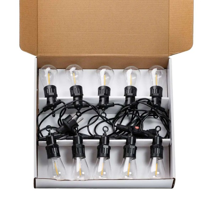 Гірлянда вулична у стилі ретро світлодіодна жовта S14 на 10 LED ламп завдовжки 5 метрів S14Y (67024)