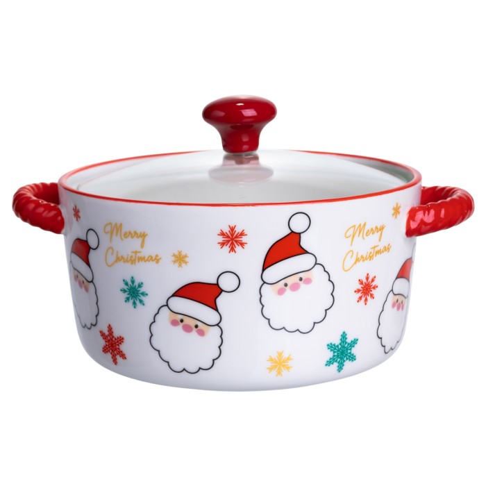 Супниця порцелянова Santa новорічна 800 (мл) з кришкою Yiwu FM-CS-9A (50567)