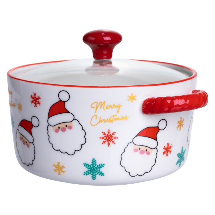 Супниця порцелянова Santa новорічна 800 (мл) з кришкою Yiwu FM-CS-9A (50567)