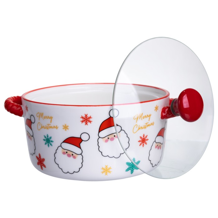 Супниця порцелянова Santa новорічна 800 (мл) з кришкою Yiwu FM-CS-9A (50567)